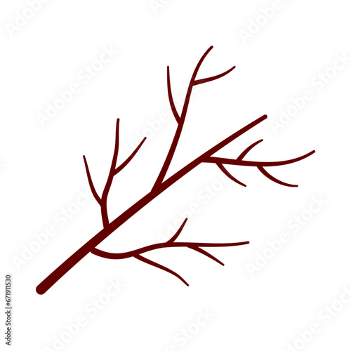 Dry Tree Twig Vector Illustration 