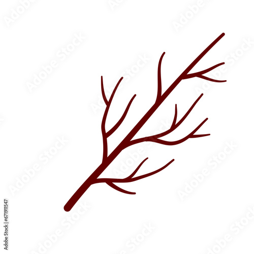 Dry Tree Twig Vector Illustration 