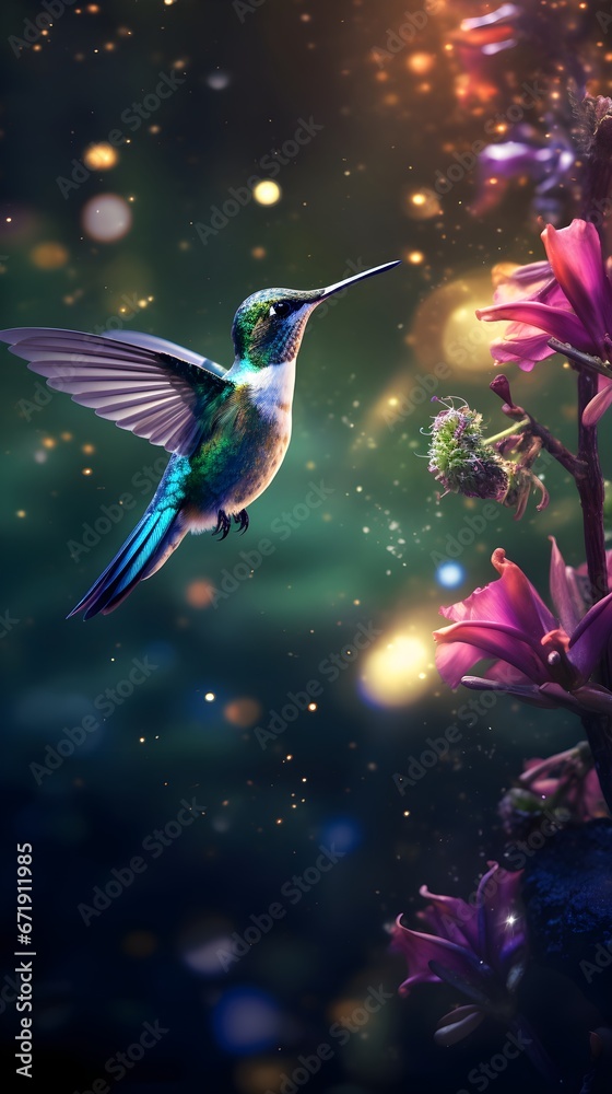 Detailed Hummingbird in Nature Detailed Hummingbird in Nature