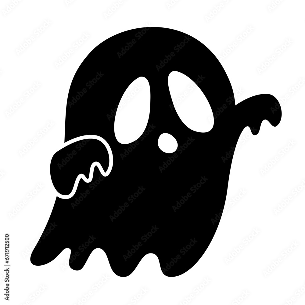 Black Ghost Cute Halloween Cartoon Vector Black Ghost Cute Halloween Cartoon Vector