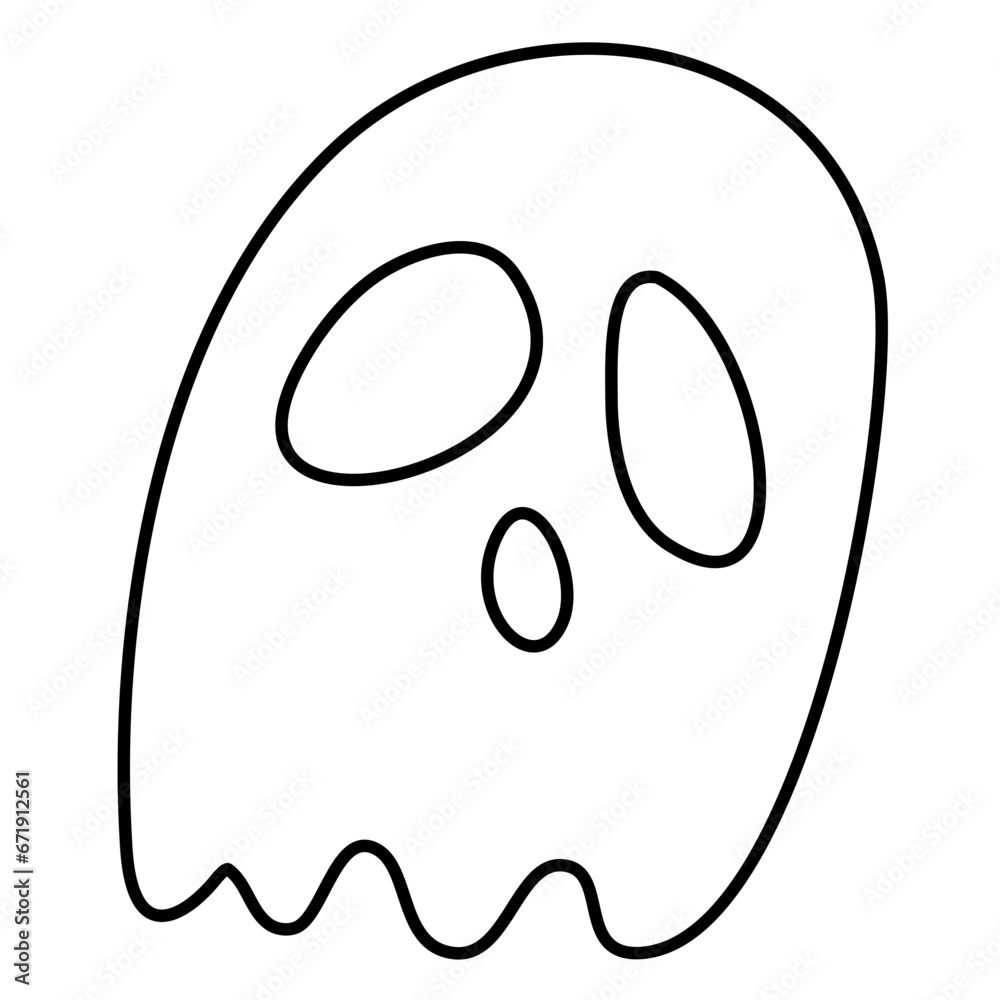 Ghost Halloween Cartoon Illustration Vector Lines Ghost Halloween Cartoon Illustration Vector Lines