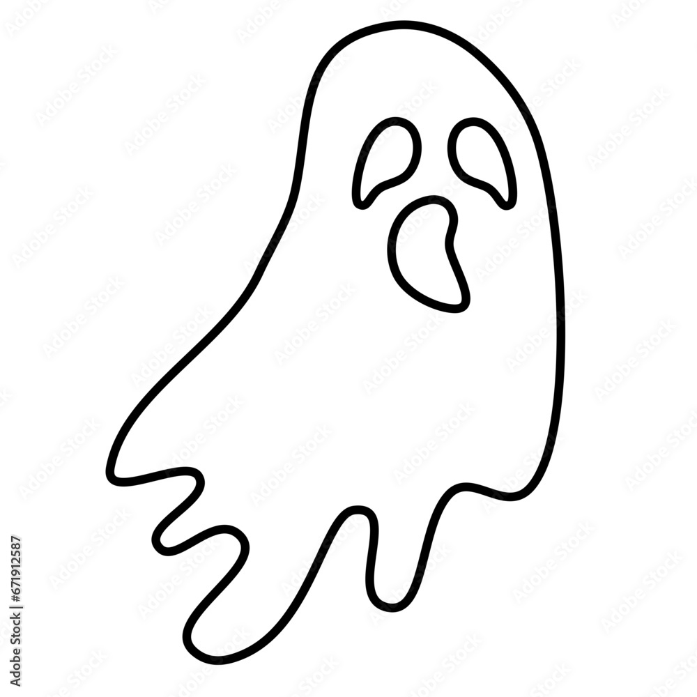 Ghost Halloween Cartoon Illustration Vector Lines Ghost Halloween Cartoon Illustration Vector Lines