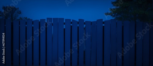Plain black dark background with blue wooden fence from Generative AI
