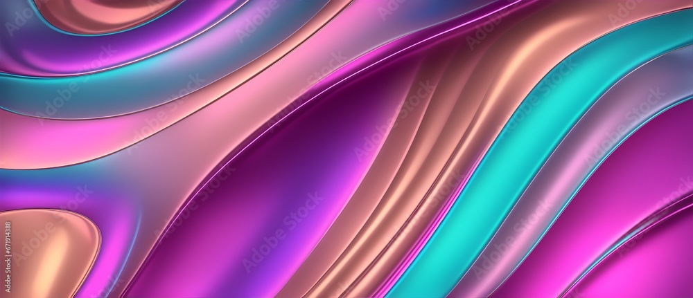 Fototapeta premium Wavy matte colorful metallic background texture from Generative AI