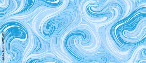 Wavy and swirled white and blue brush strokes vector seamless pattern from Generative AI