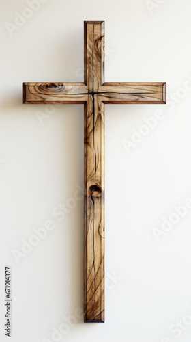 a wood cross with a white background 