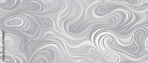 Wavy and swirled white and silver brush strokes vector seamless pattern from Generative AI