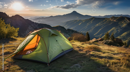 Our tent nestled at the mountain foot © vectorizer88