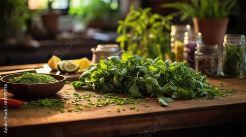 Preparing meals with a variety of fresh herbs