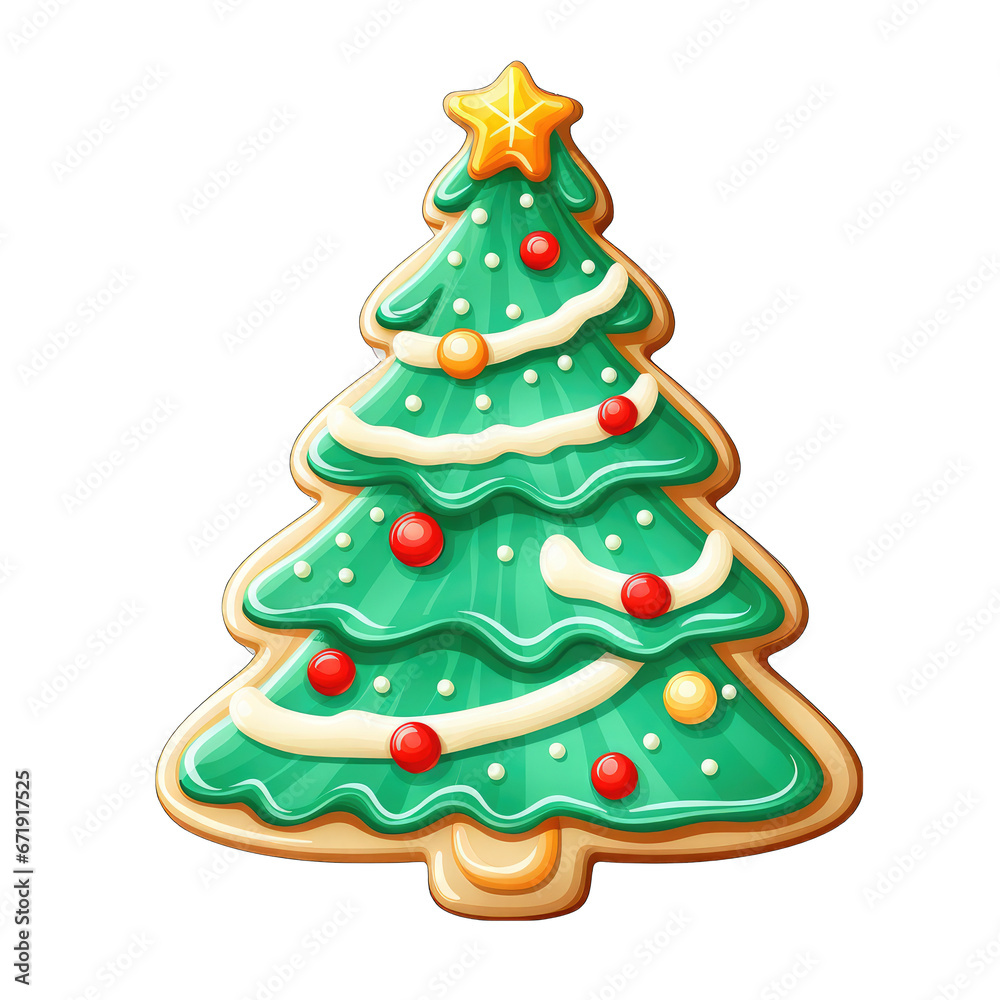 Christmas tree sugar cookie, isolated on transparent background Christmas tree sugar cookie, isolated on transparent background