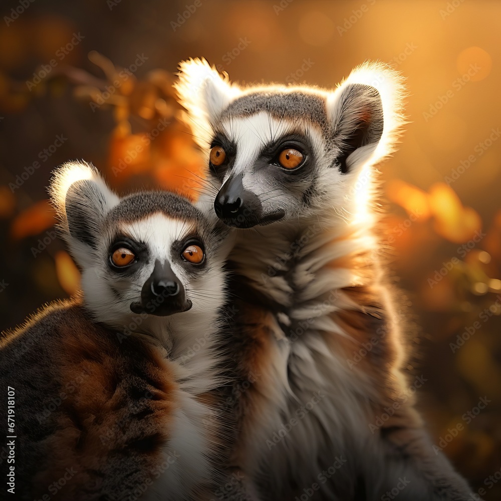 Obraz premium Lemurs in the sun