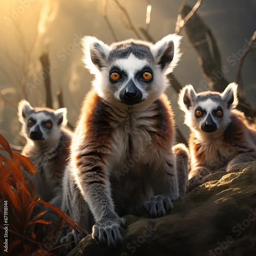 Lemurs in the sun