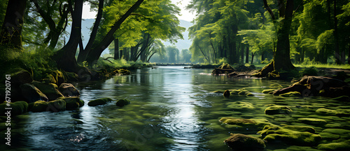 The river flows quietly in the quiet forest 1