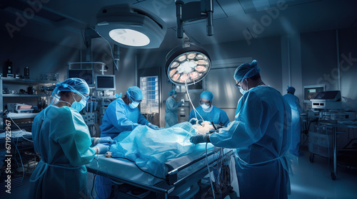 Incredible Surgical Team of Expert Surgeons and a Dedicated Doctor Providing Compassionate Care to a Grateful Patient in a Well-Equipped Hospital Operating Room photo