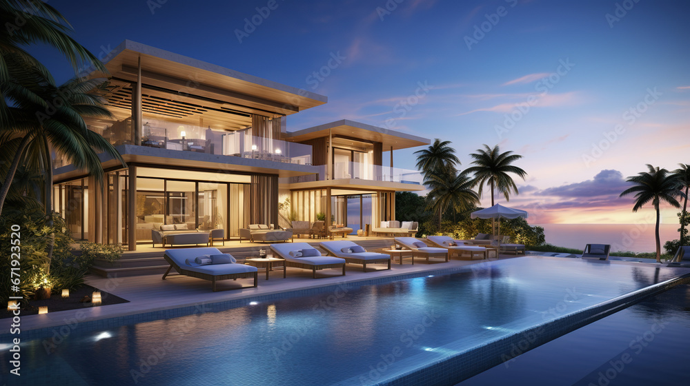 Beachfront Villa with Infinity Pool Offering Unparalleled Luxury and Modern Elegance on the Stunning Coastline of a Tropical Paradise