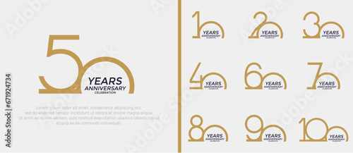 set of anniversary logo brown color on white background for celebration moment