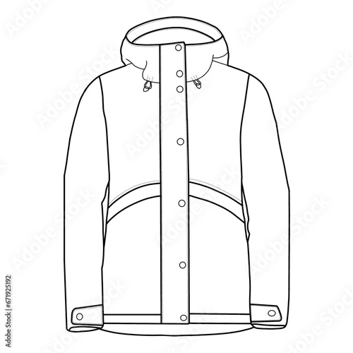 Unisex waterproof winter jacket vector icon. An editable vector design of a winter jacket. Outwear isolated on a white background.