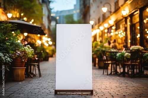 Signboard menu of eatery on street. Generative AI