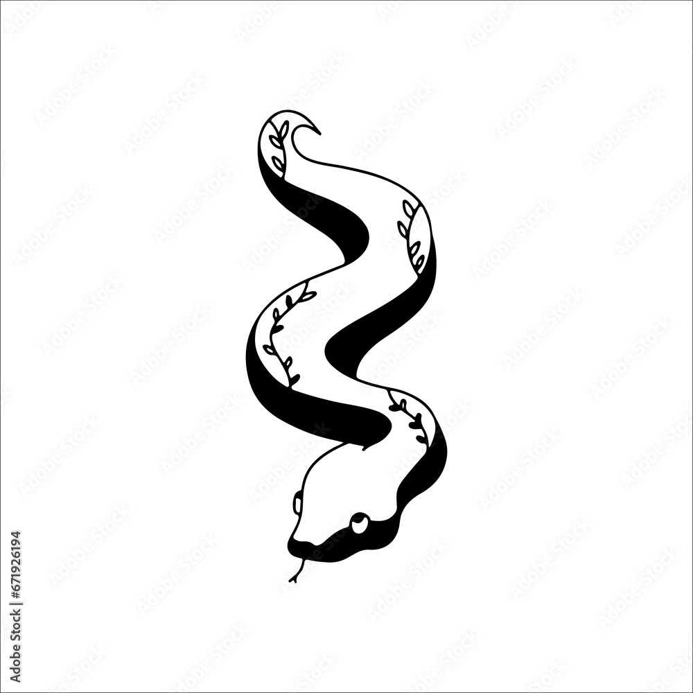 Fototapeta premium vector illustration of snake with leaves