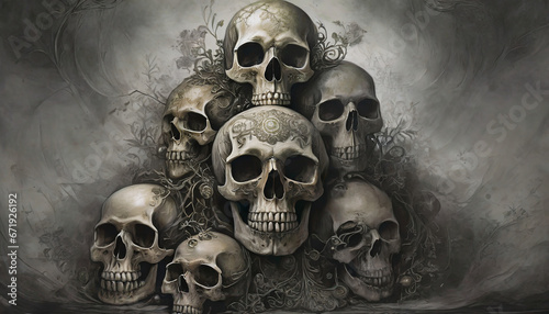 Clip art of stacked skulls