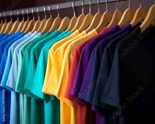 Wallpaper Mural カラフルTシャツがハンガーにかかっている Torontodigital.ca