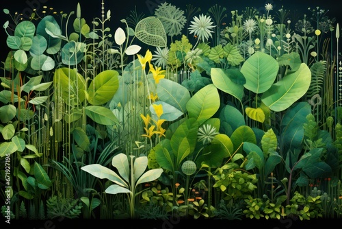 Whimsical Flora Fantasy an Intricately Designed Botanical Background