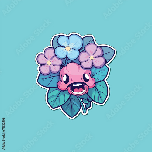 impatiens sticker. kawaii cartoon illustration