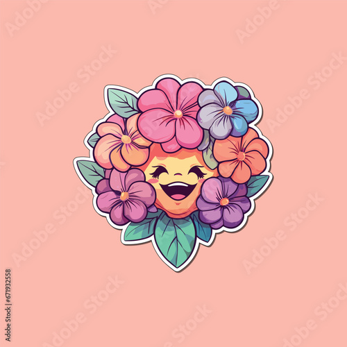 impatiens sticker. kawaii cartoon illustration