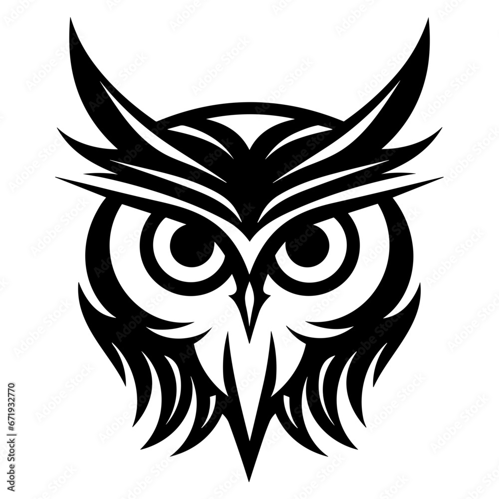 Unique Owl Logo Illustration in Trendy Flat Isolated on White Background. Vector SVG