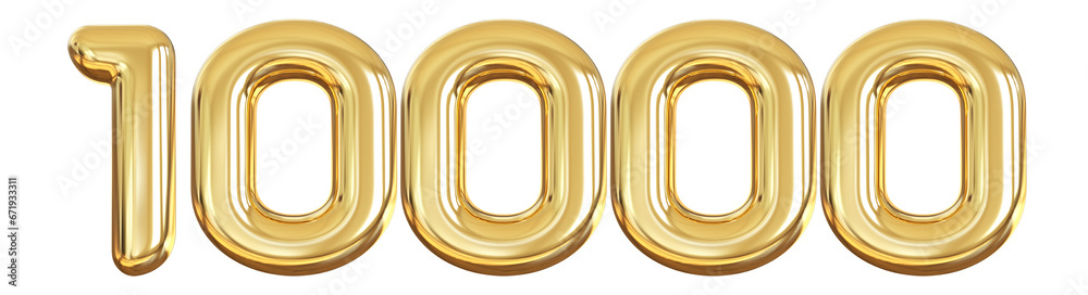 10k Follower Golden Number 3D Render 10k Follower Golden Number 3D Render