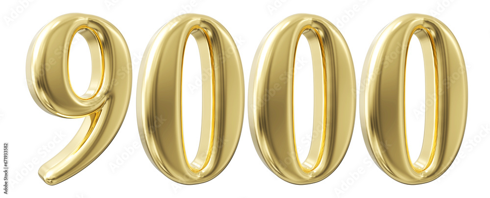 9k Follower Golden Number 3D Render 9k Follower Golden Number 3D Render