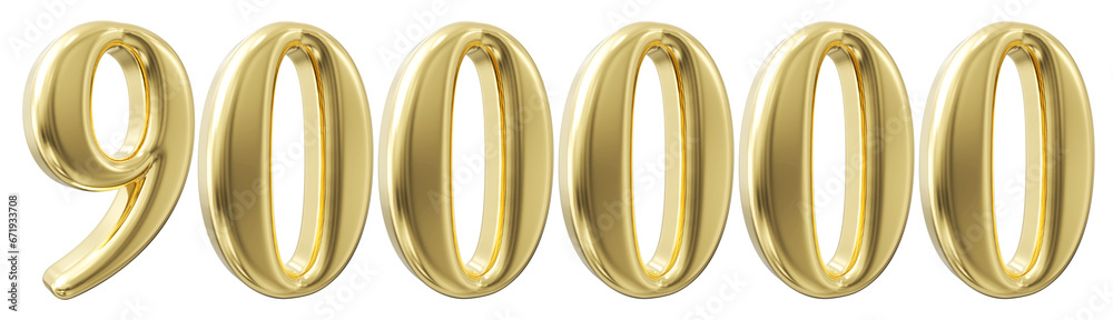 900k Follower Golden Number 3D Render 900k Follower Golden Number 3D Render