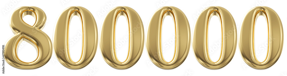 800k Follower Gold Number 3D Render 800k Follower Gold Number 3D Render