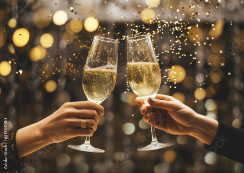 hands with champagne celebration 