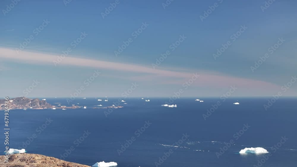 aerial view arctic ocean, glaciers in Greenland aerial view arctic ocean, glaciers in Greenland