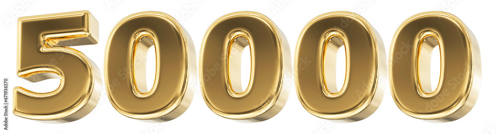 50k Follower Gold Number 3D Render