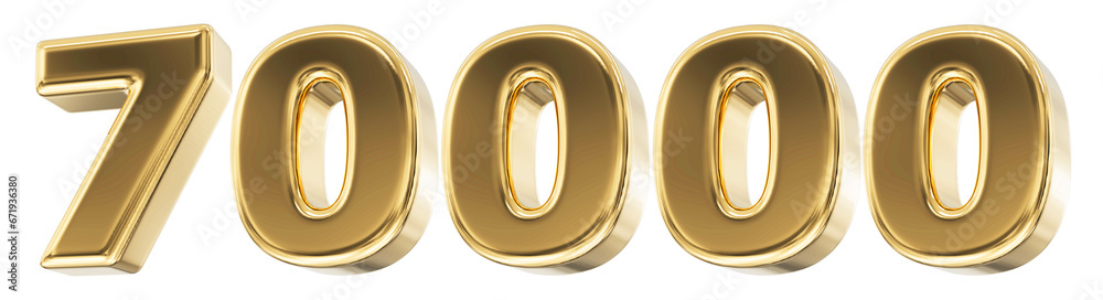 70k Follower Gold Number 3D Render 70k Follower Gold Number 3D Render