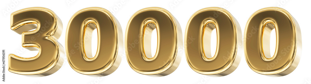 30k Follower Gold Number 3D Render