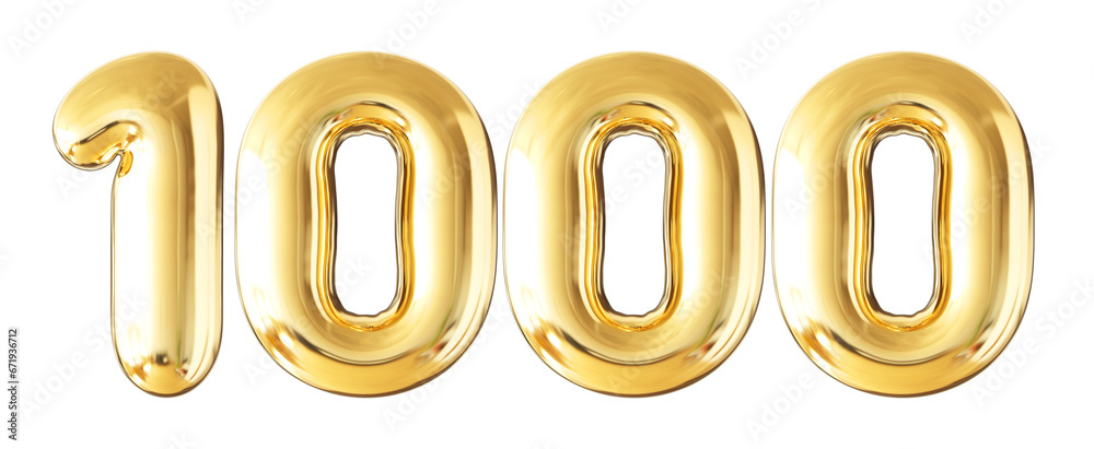 1k Follower Gold Number 3D Render 1k Follower Gold Number 3D Render