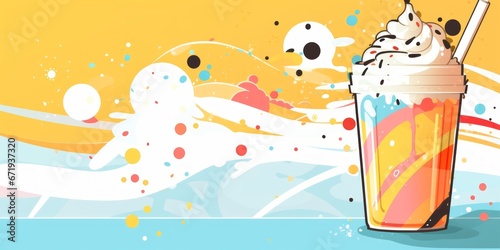 Abstract illustration of tasty milkshakes with copy space. 