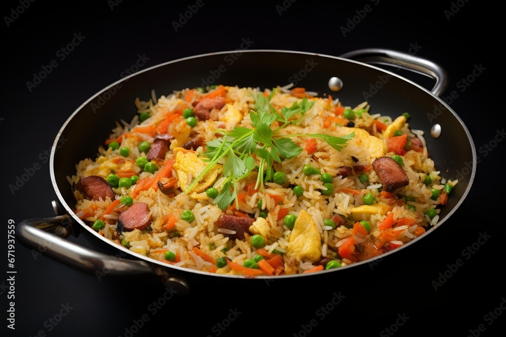 close up fried rice picture. macro fried rice. food photography for menu.