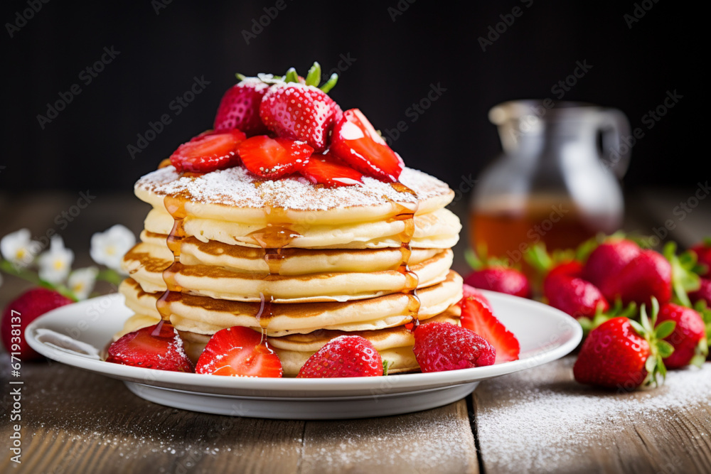 pancakes with strawberries and powdered sugar pancakes with strawberries and powdered sugar