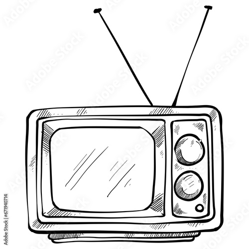 vintage television handdrawn