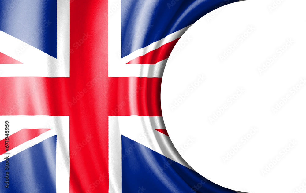 Fototapeta premium Abstract illustration, UK flag with a semi-circular area White background for text or images.