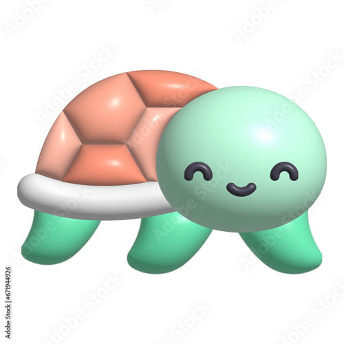 3D Cartoon Turtle Character rendering Illustration