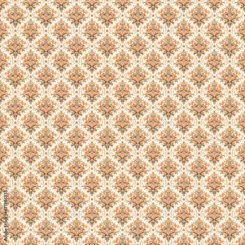 Seamless pattern texture damask ornament with colorful. decorative elements. Hand drawn Vintage background.