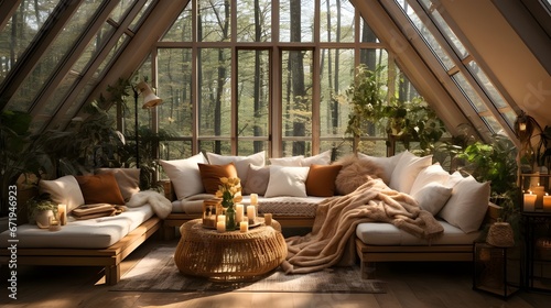 home interior design inspira interiors  in the style of framing  cottagecore  white and amber  installation creator  transparent layers  cottagepunk  solarizing master