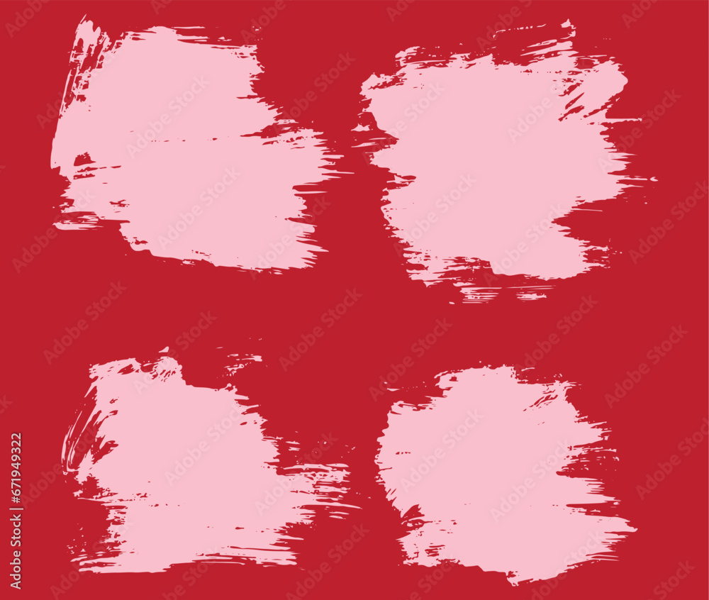 Paint brush stroke red template collection