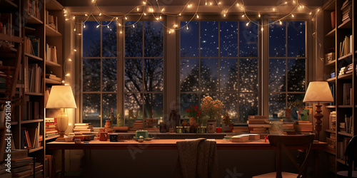 Hang an abundance of twinkling holiday lights in the background. 