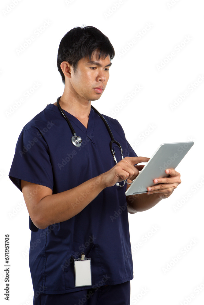 Doctor using a digital Touch-sceen tablet. Doctor using a digital Touch-sceen tablet.